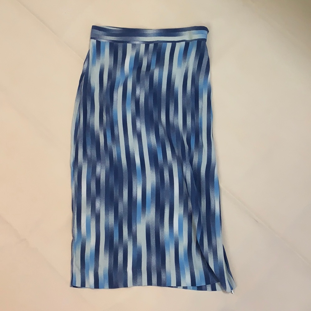 & other stories blue stripped midi skirt